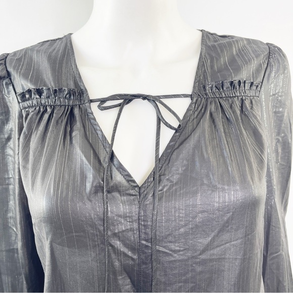 Current Air Anthropologie BRISTOL Blouse Size S Black Metallic Shimmer New - Picture 4 of 13